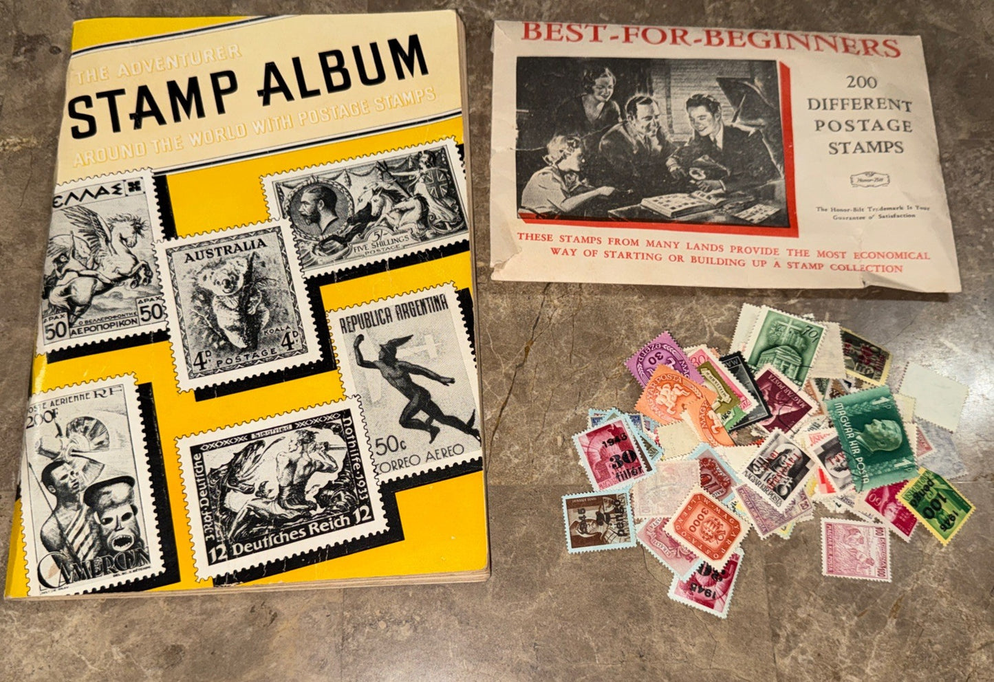 Vintage 1948 The Adventurer Stamp Album Around the World with Stamps Lot