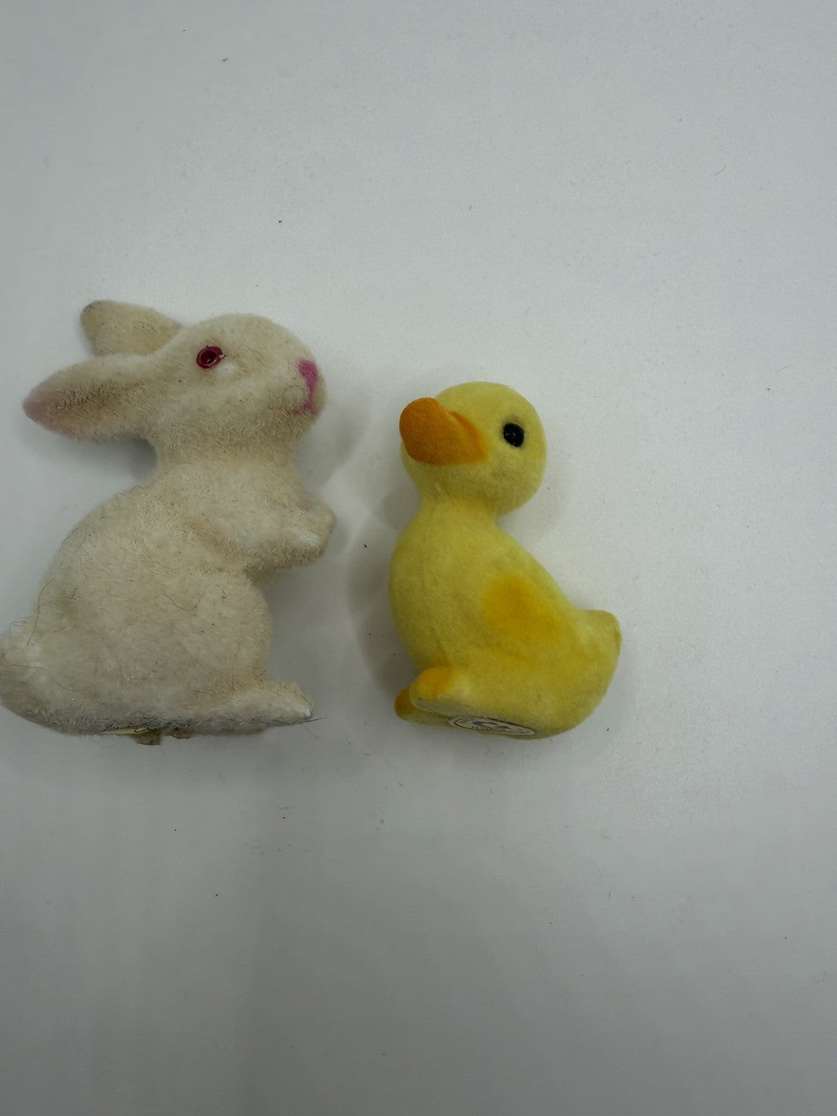 Vintage Flocked Easter Bunny Chick Mini Hat Figurines Diorama Plastic Mouse Lot