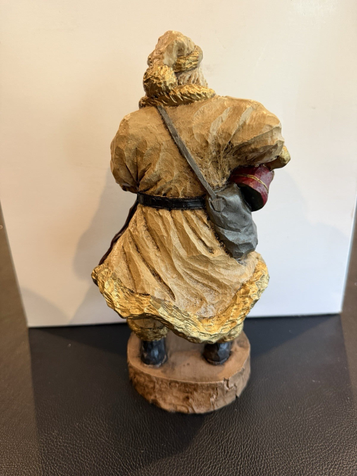 Pair Hand Carved Folk Art Santa Figurines Austrian Russian Style Wooden Figures