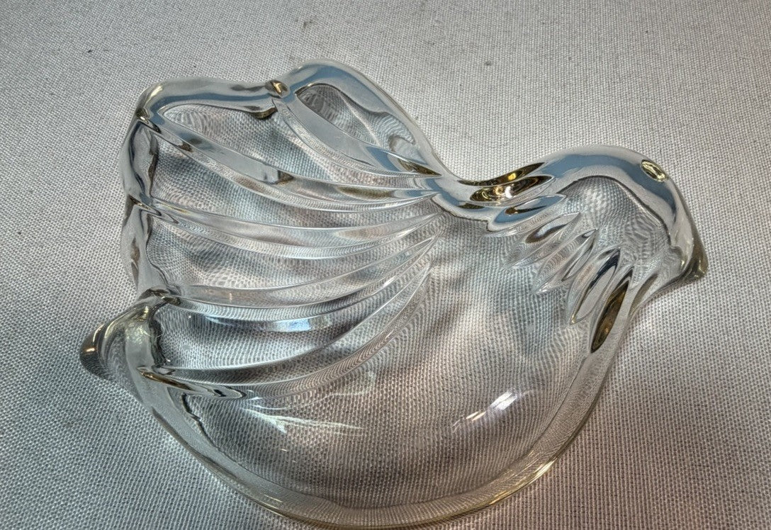 Mikasa Crystal Dove Candy Dish Trinket Bowl Gold Trim Holiday Decor