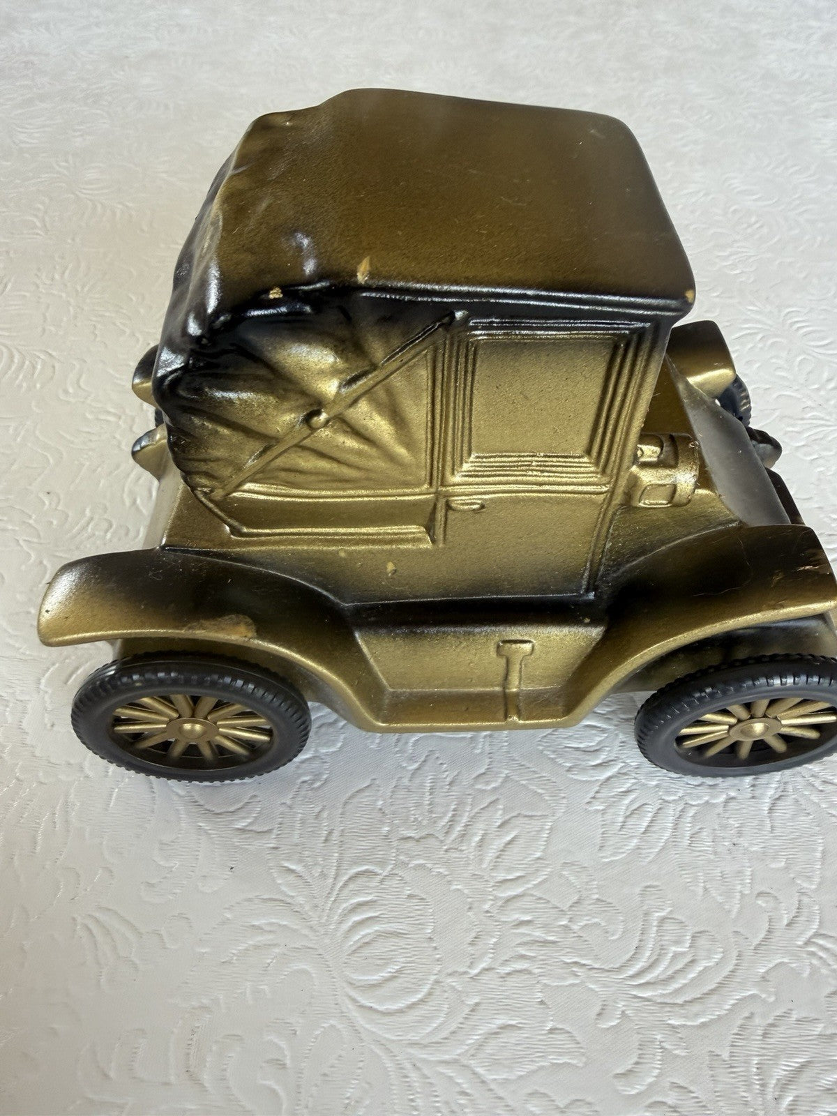 Vintage Banthrico 1900 Pillbox Coupe Car Coin Bank Gold Tone Automobile Promo