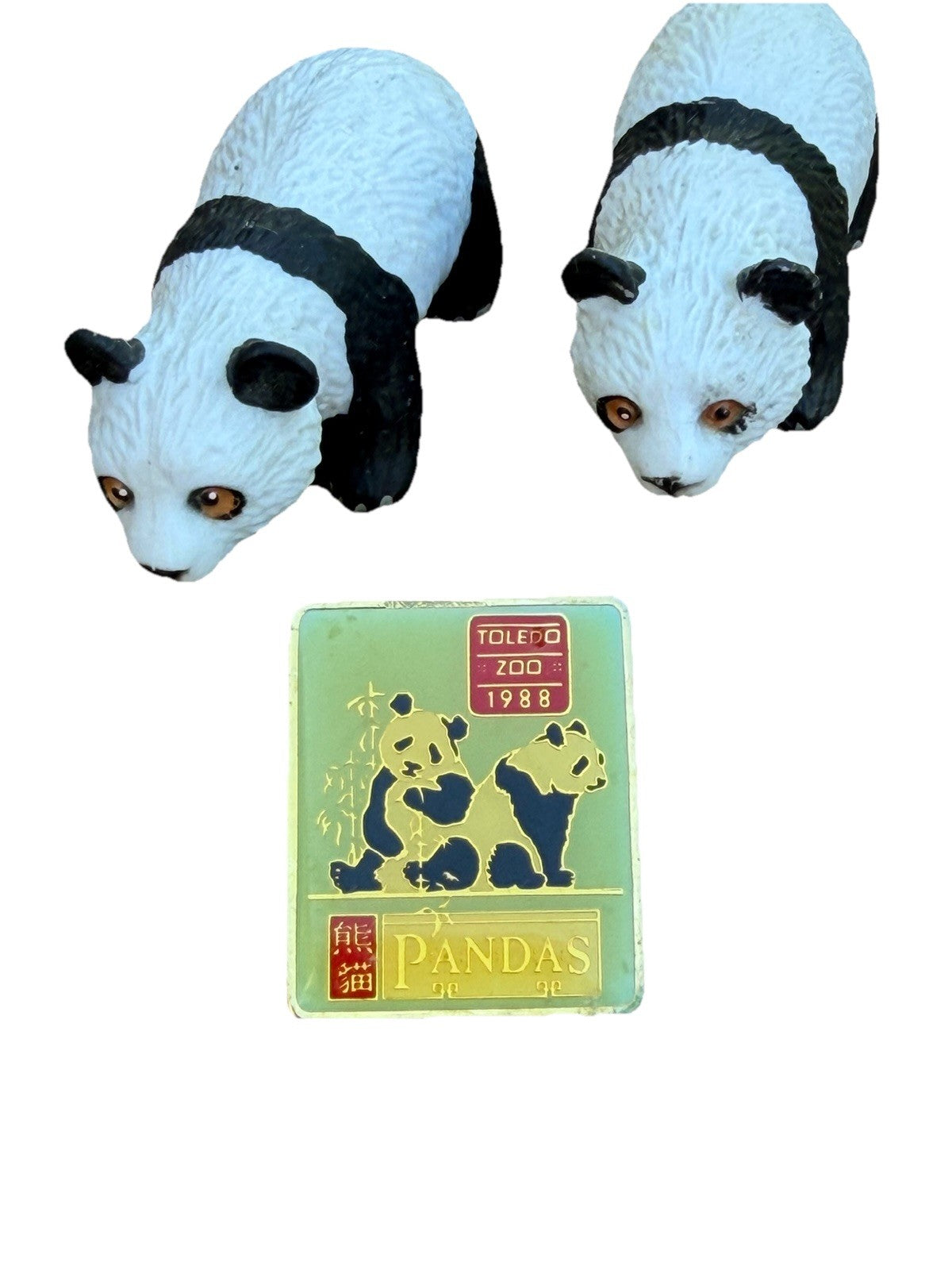 Vintage AAA Panda Bear Hard Rubber Figure Lot Safari Animal Toys Kissing Pandas