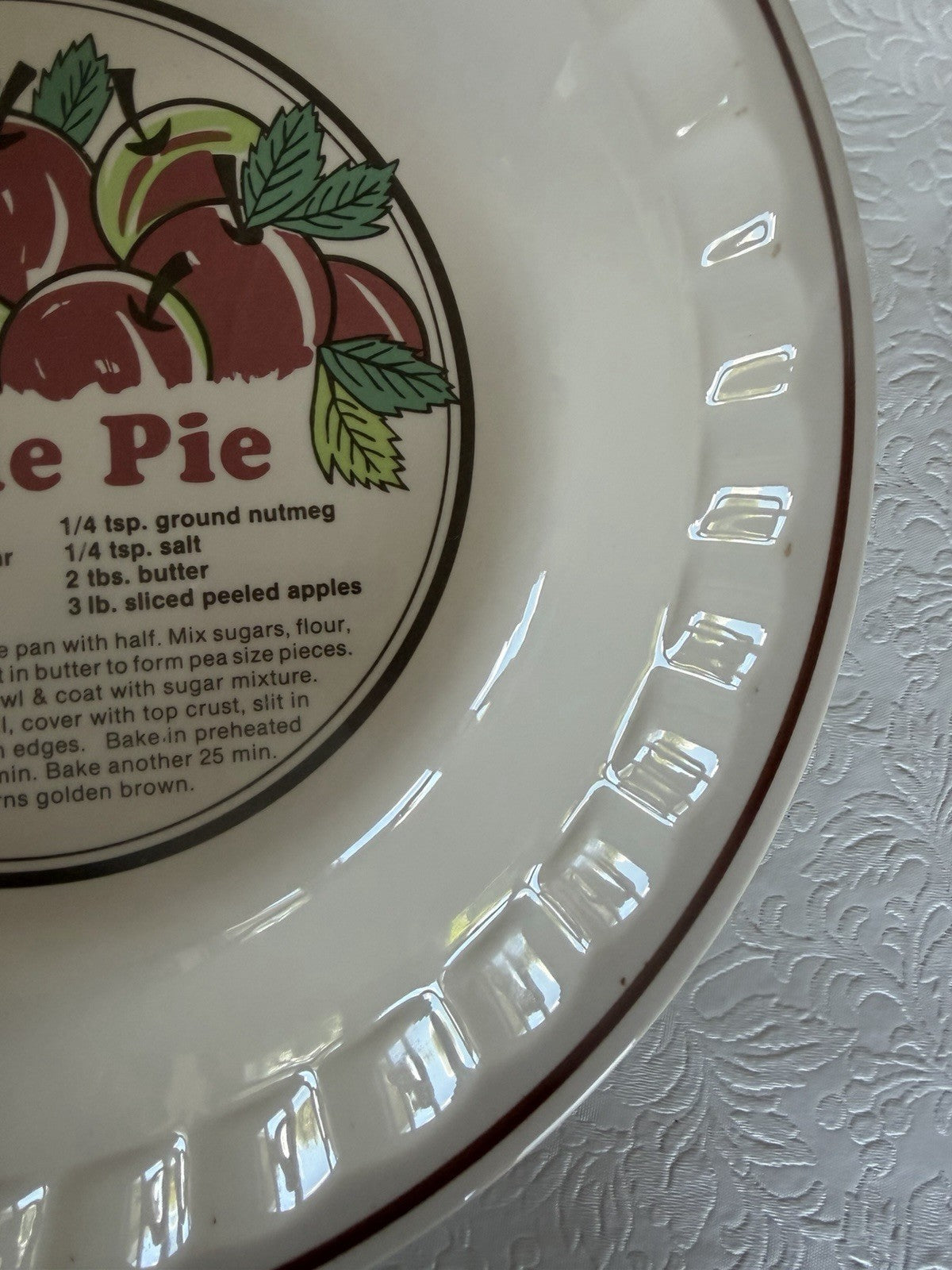 Vintage Sunnycraft Sunstone Apple Pie Recipe Plate 11" Ceramic Baker