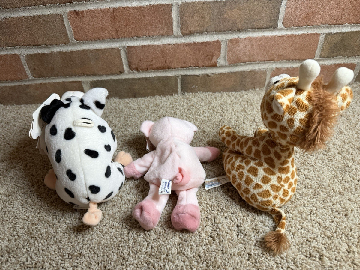 Plush Animals Lot 6 Bear Giraffe Cow Pig Kellytoy Wishpets Animal Alley Stuffed