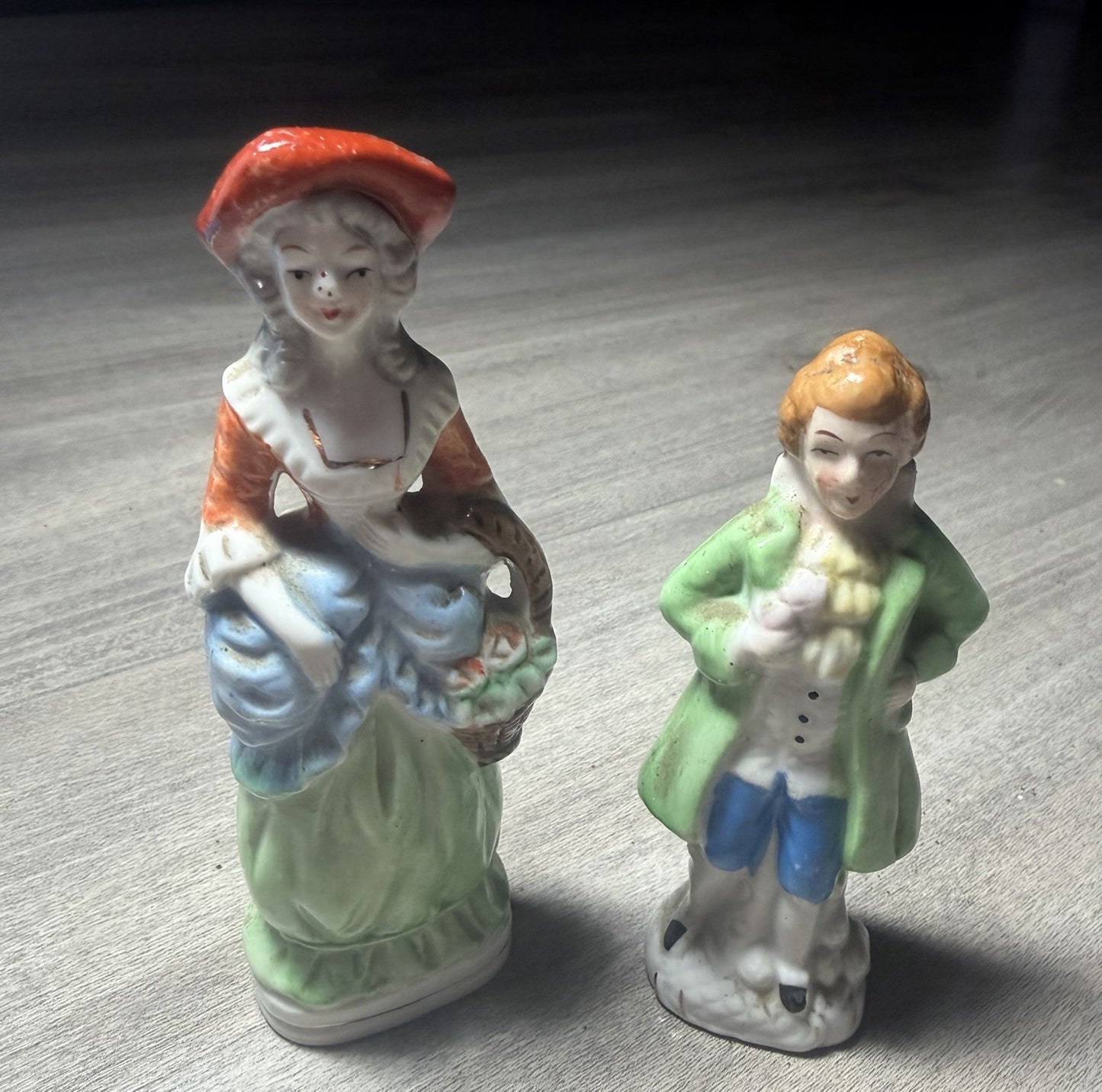 Occupied Japan Colonial Figurines Man Woman Hand Painted Vintage Pair