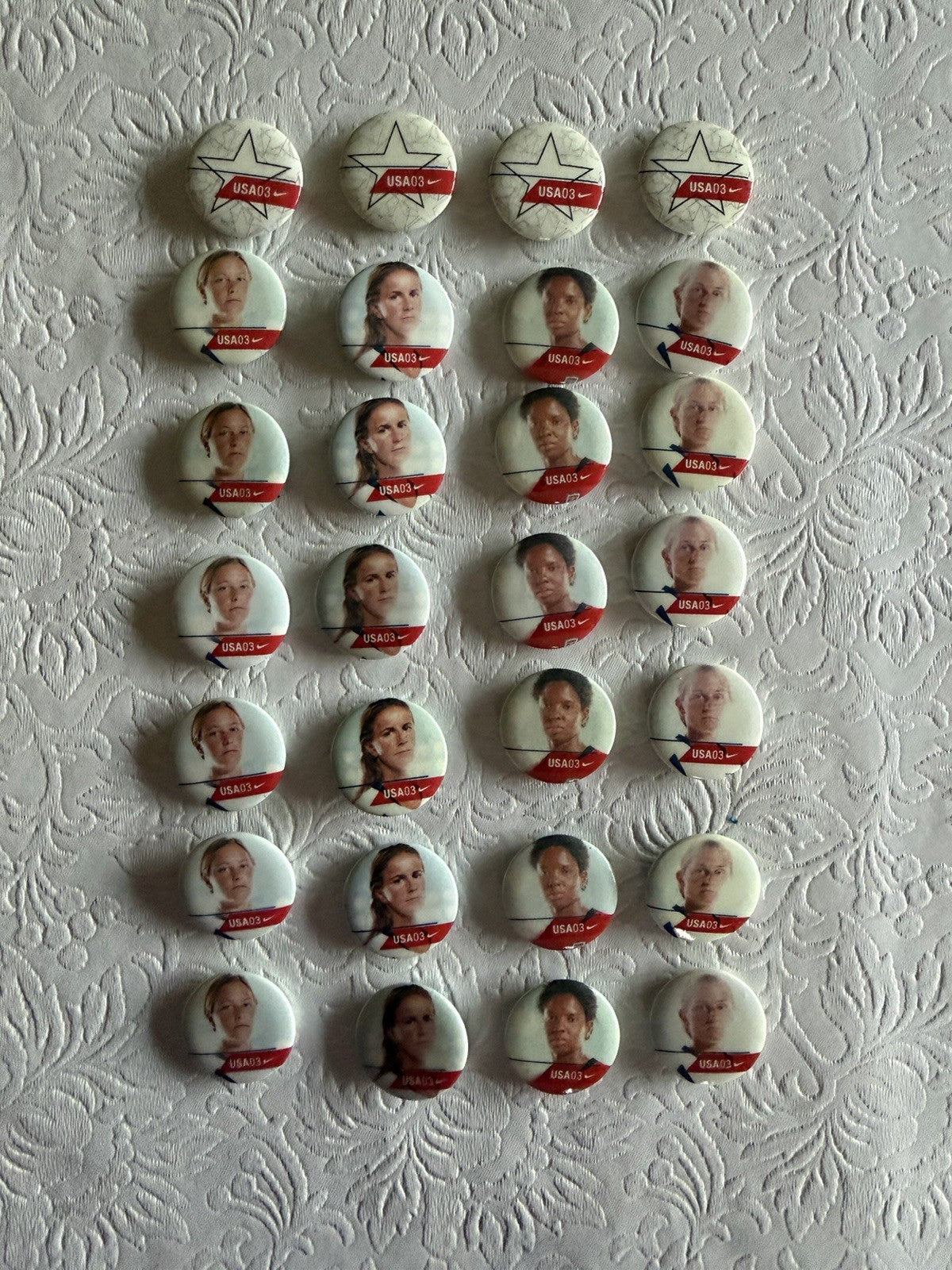 Vintage Nike USA03 USWNT Soccer Player Photo Pinback Buttons Lot Star Pins 2003