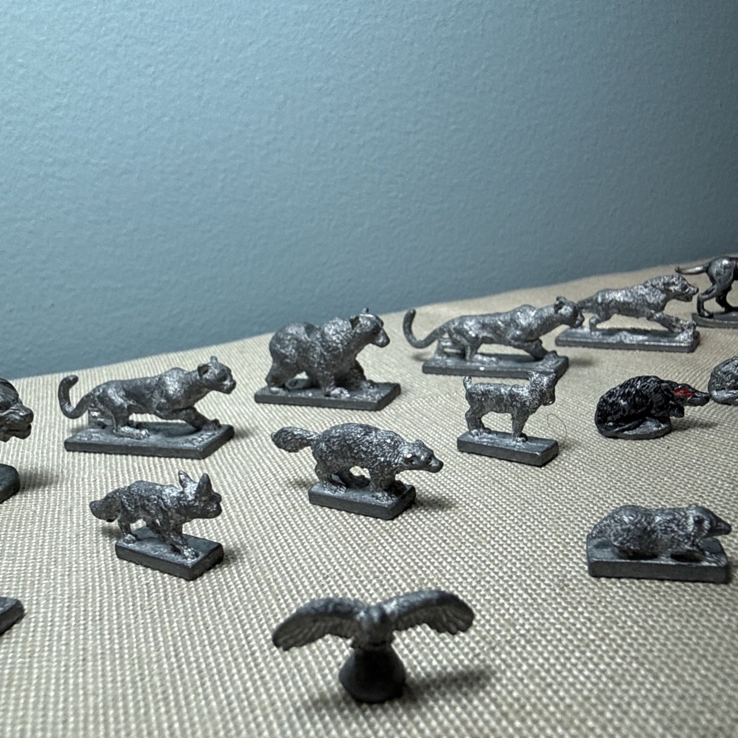 Vintage Metal D&D Miniatures Wolves Lions Bears Snake Familiars 21 Animals Lot