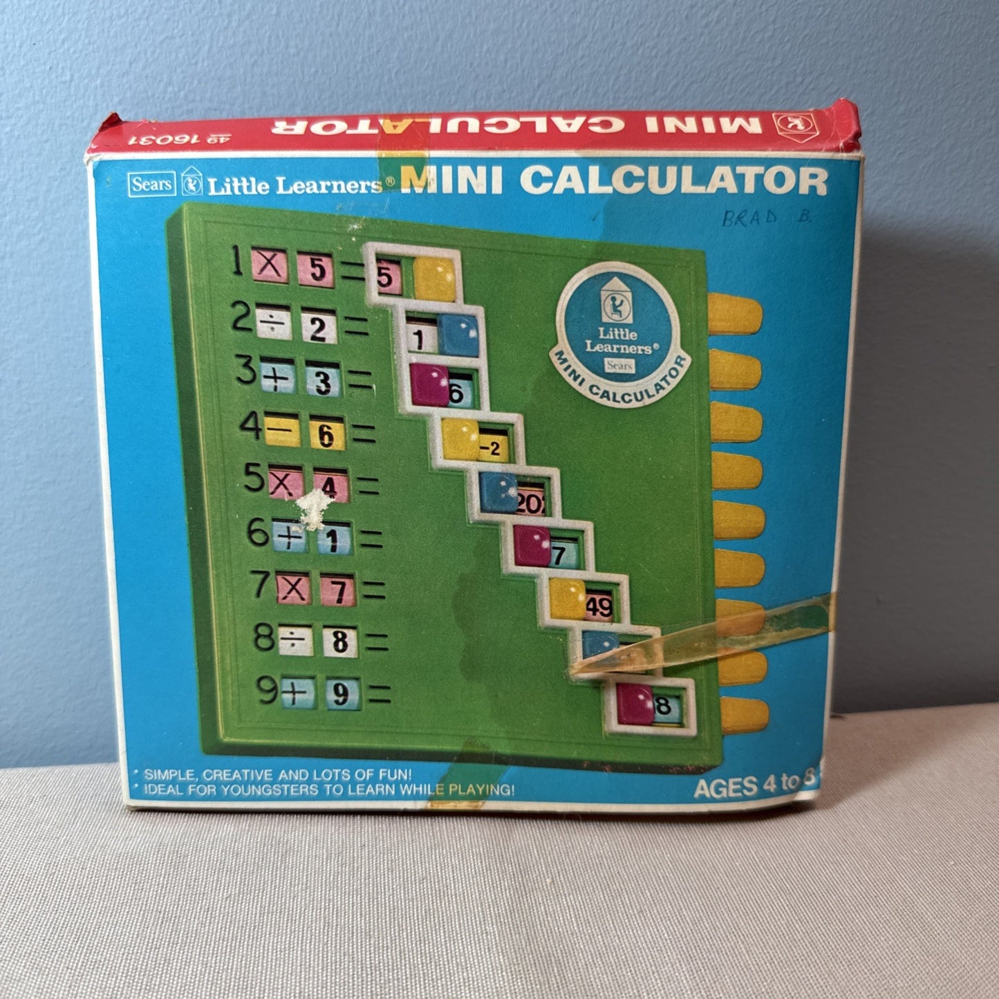 Vintage Sears Little Learners Mini Calculator Educational Toy Blue 1980s