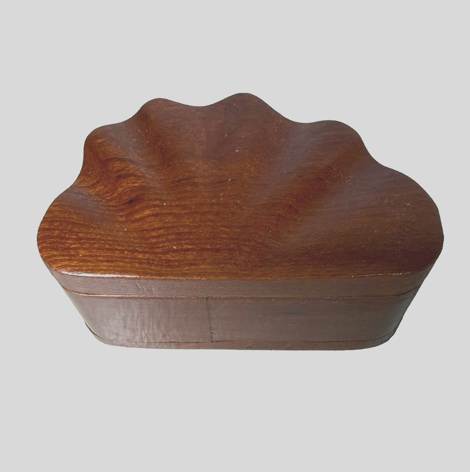 Vintage Thomas E Wilk Signed Handcrafted Wooden Shell Jewelry Keepsake Box Art
