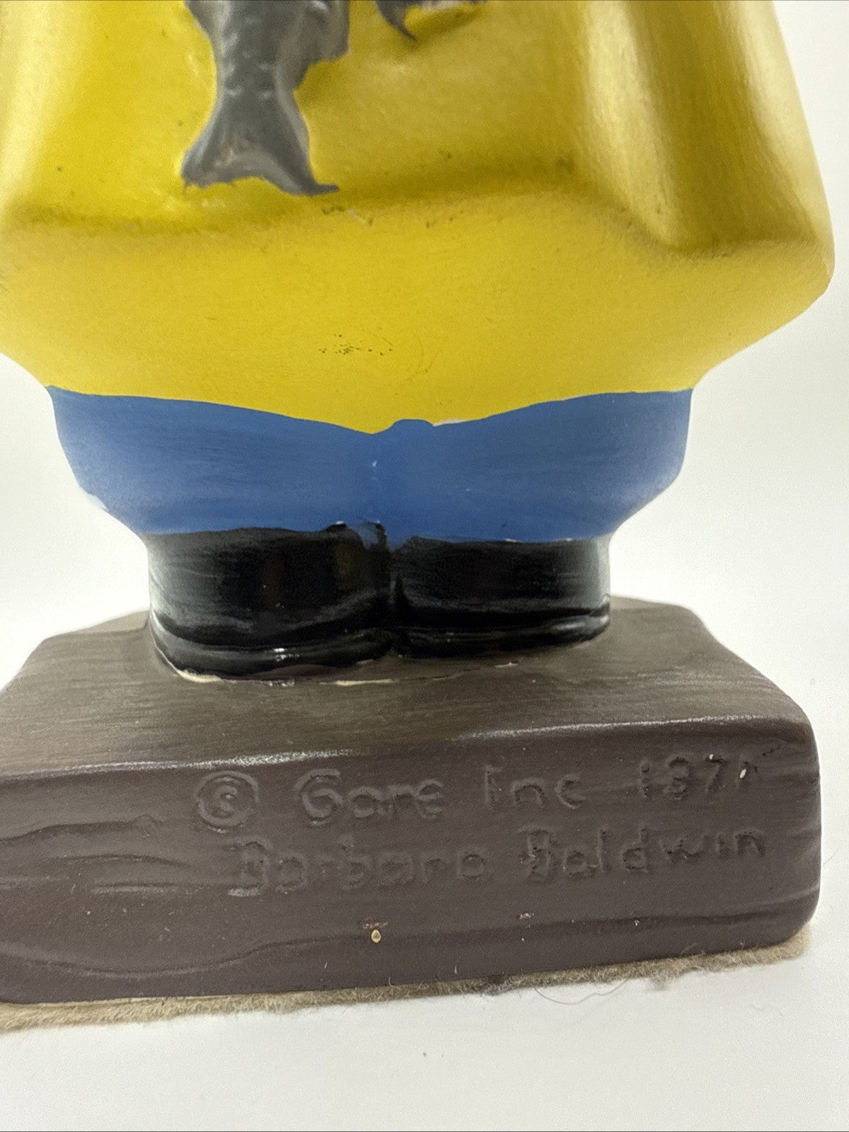 Vintage 1971 Ceramic Fishing Boy & Girl In Yellow Rain Coats So Cute!