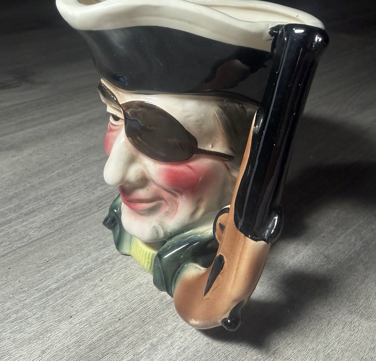 Vintage Pirate Toby Mug Planter Buccaneer Eyepatch Gun Handle Japan 5.5"