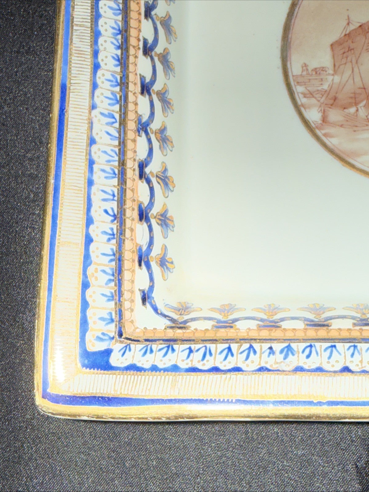 JUMC Vista Alegre Porcelain Set If 2 Hand Painted Square Dishes 7x7, 4x4