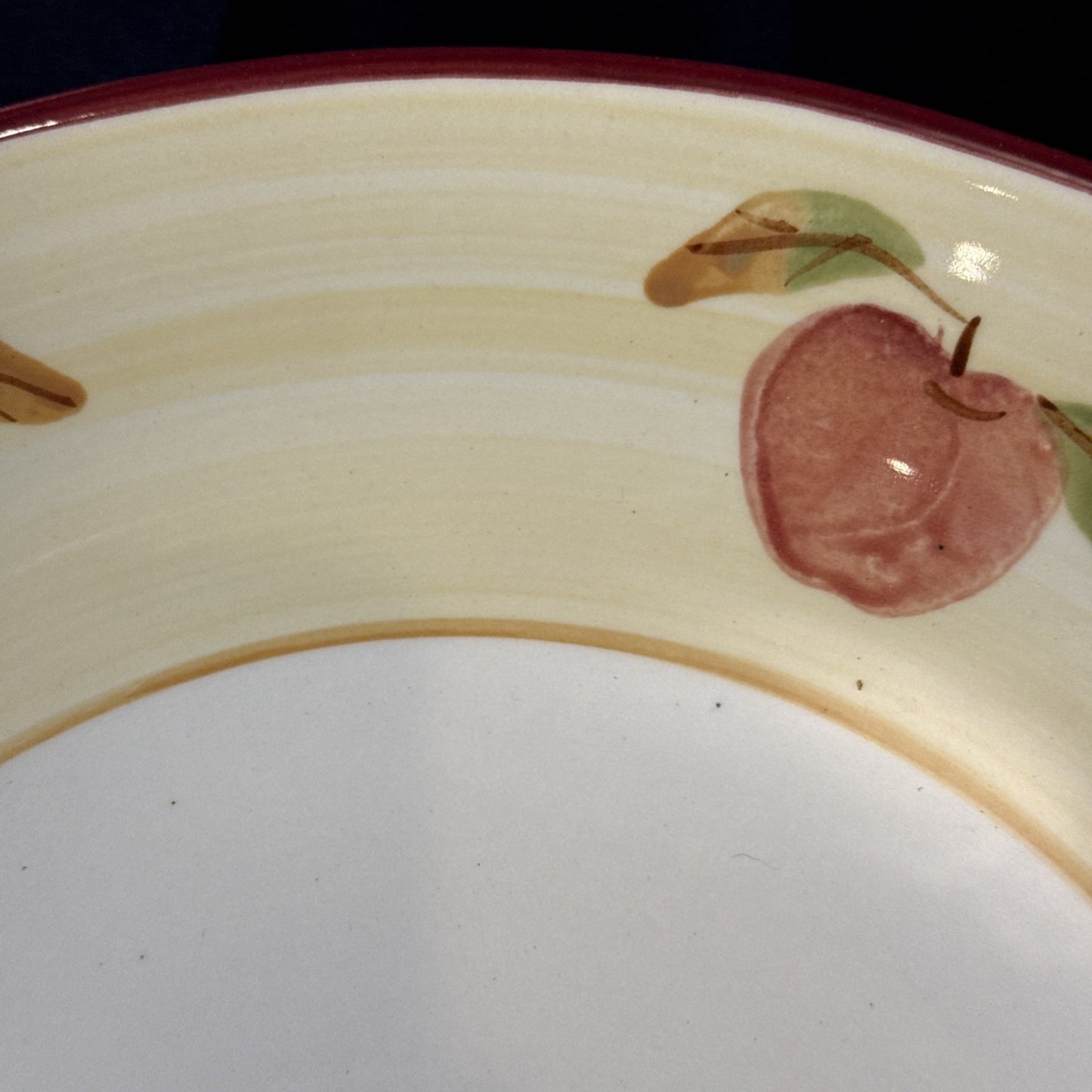 Hartstone Pottery Lot 13” Pasta Serving Bowl And Side Plate Apple Design