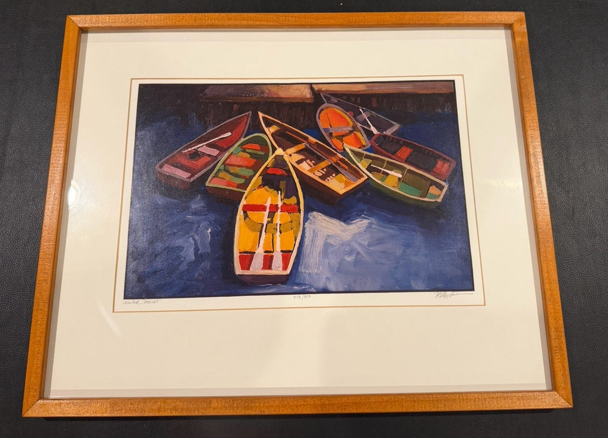 Signed Limited Edition Print Nested Dories Boat Coastal Art Numbered Framed