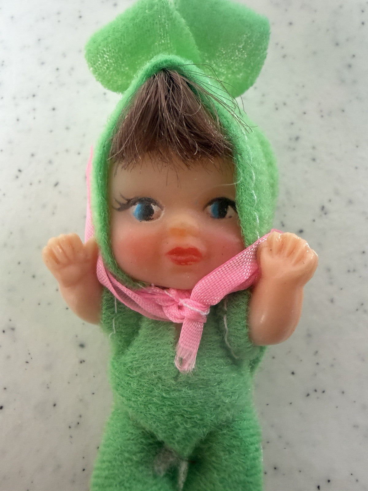 Vintage Bunny Bunting Egg Doll Miniature Easter Figure 2.5 Inch Collectible