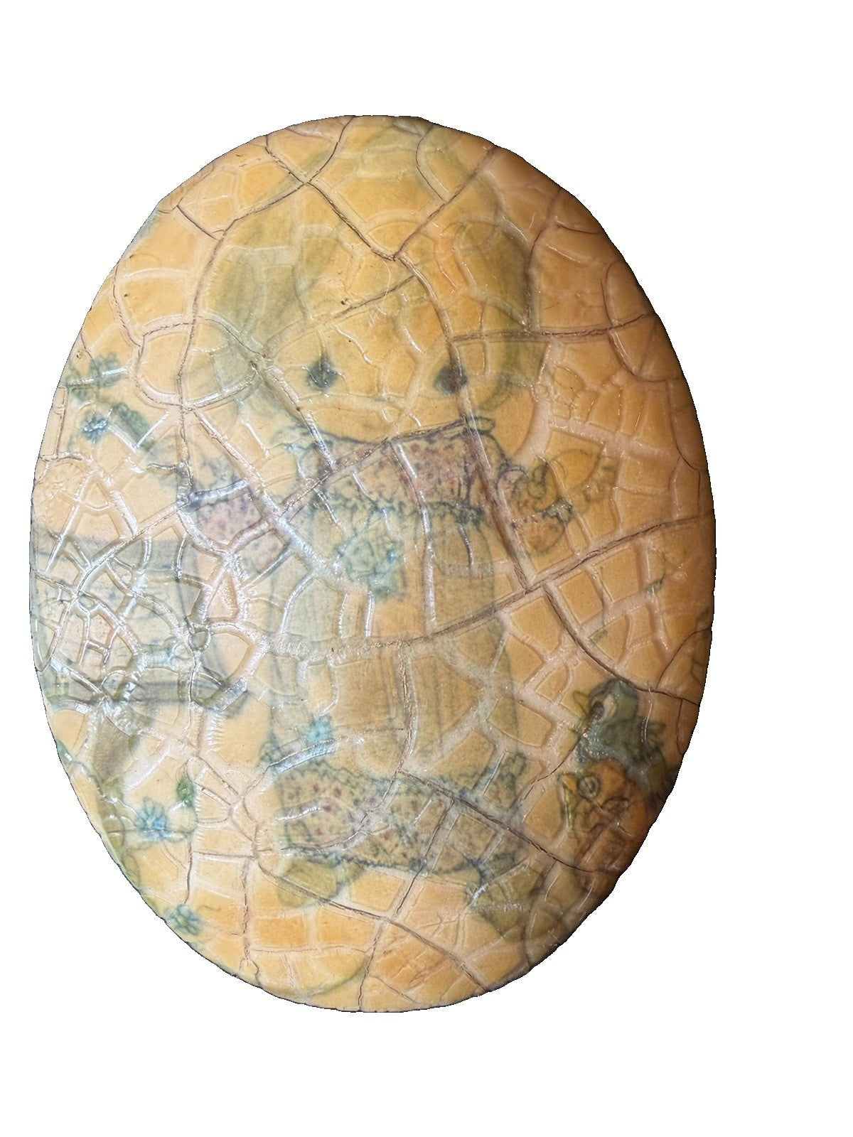 Vintage Crackle Glaze Ceramic Wall Plaque Girl Bird Boots Oval Cottage Wall Art