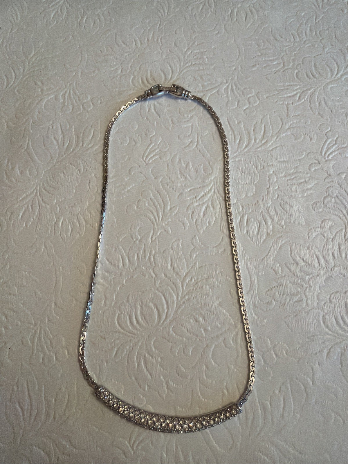 Signed Swarovski Crystal Swan Hallmarked Deluxe Necklace Rhodium Plated Chain