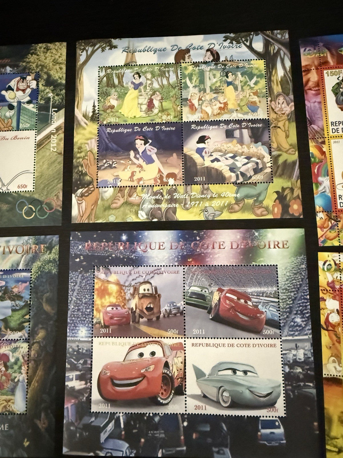 Disney Pixar Stamp Sheet Lot Toy Story Cars Israel Pooh Mickey Congo Mali MNH