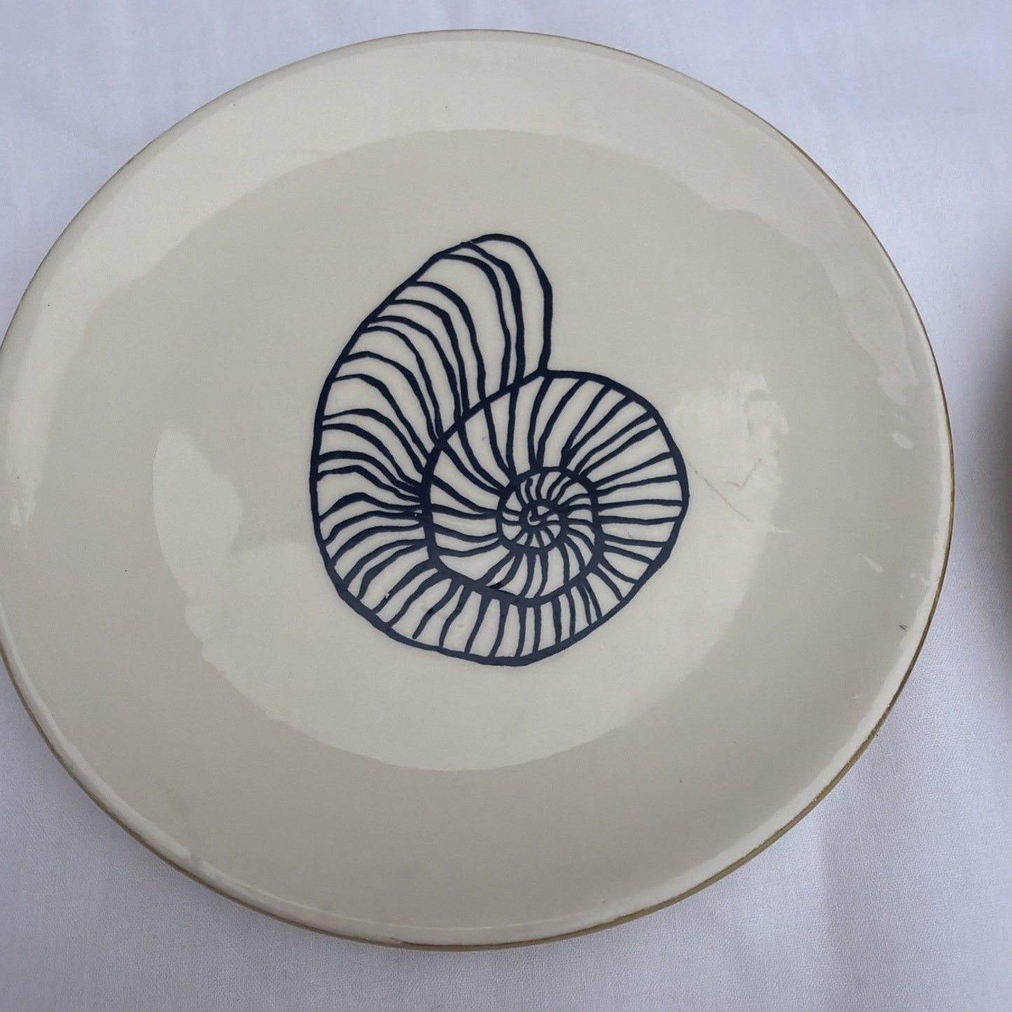 Nautical Ceramic Plates Set 2 Small Decorative Shell Ocean Theme 5.5"