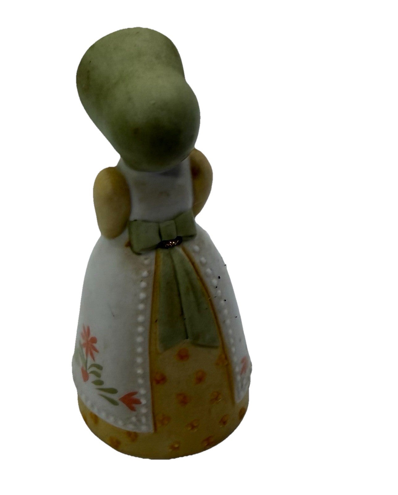 Avon Girl with Bonnet Holding Flowers Bell 1985 Porcelain Collectible
