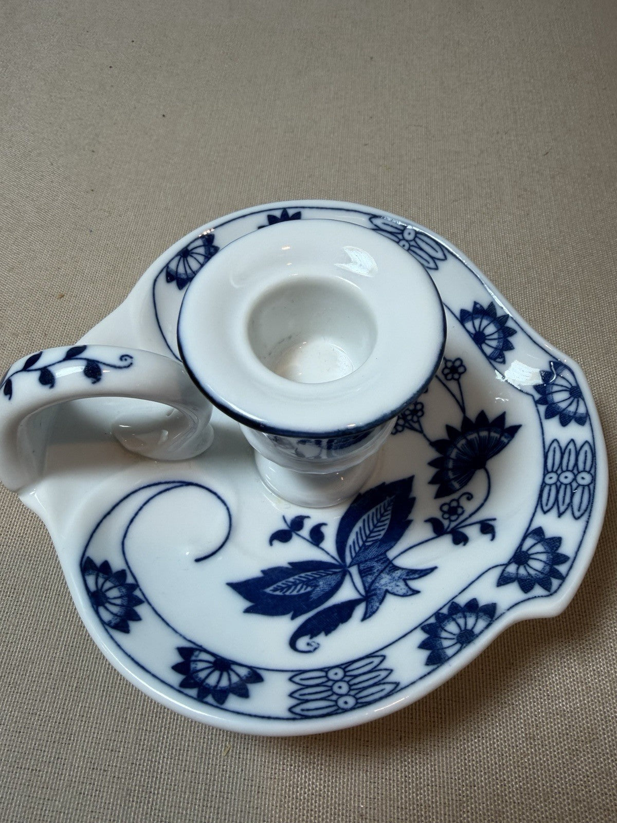 Vienna Woods Blue Onion Fine China Candle Holders Taper Dish Lot 2 Seymour Mann
