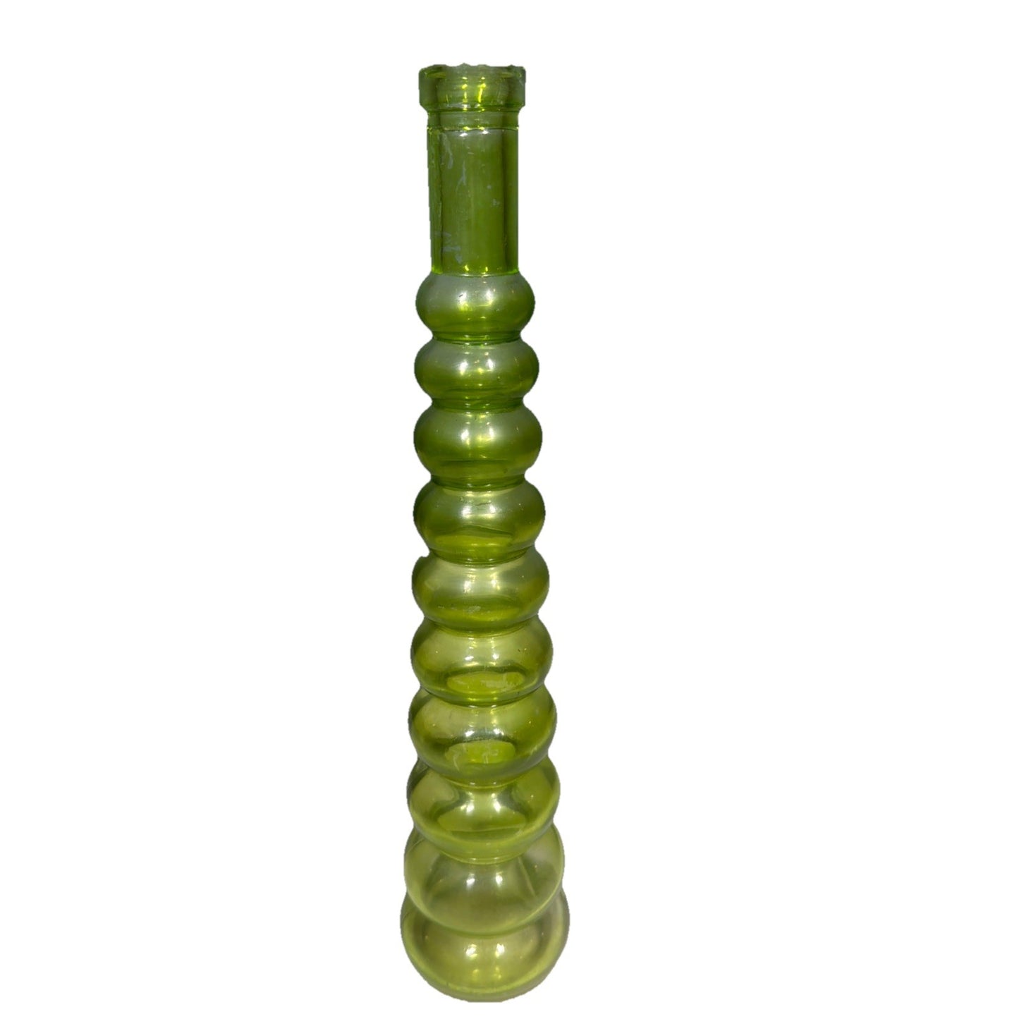 Vintage MCM Green Glass Beehive Bubble Vase 12" Mid Century
