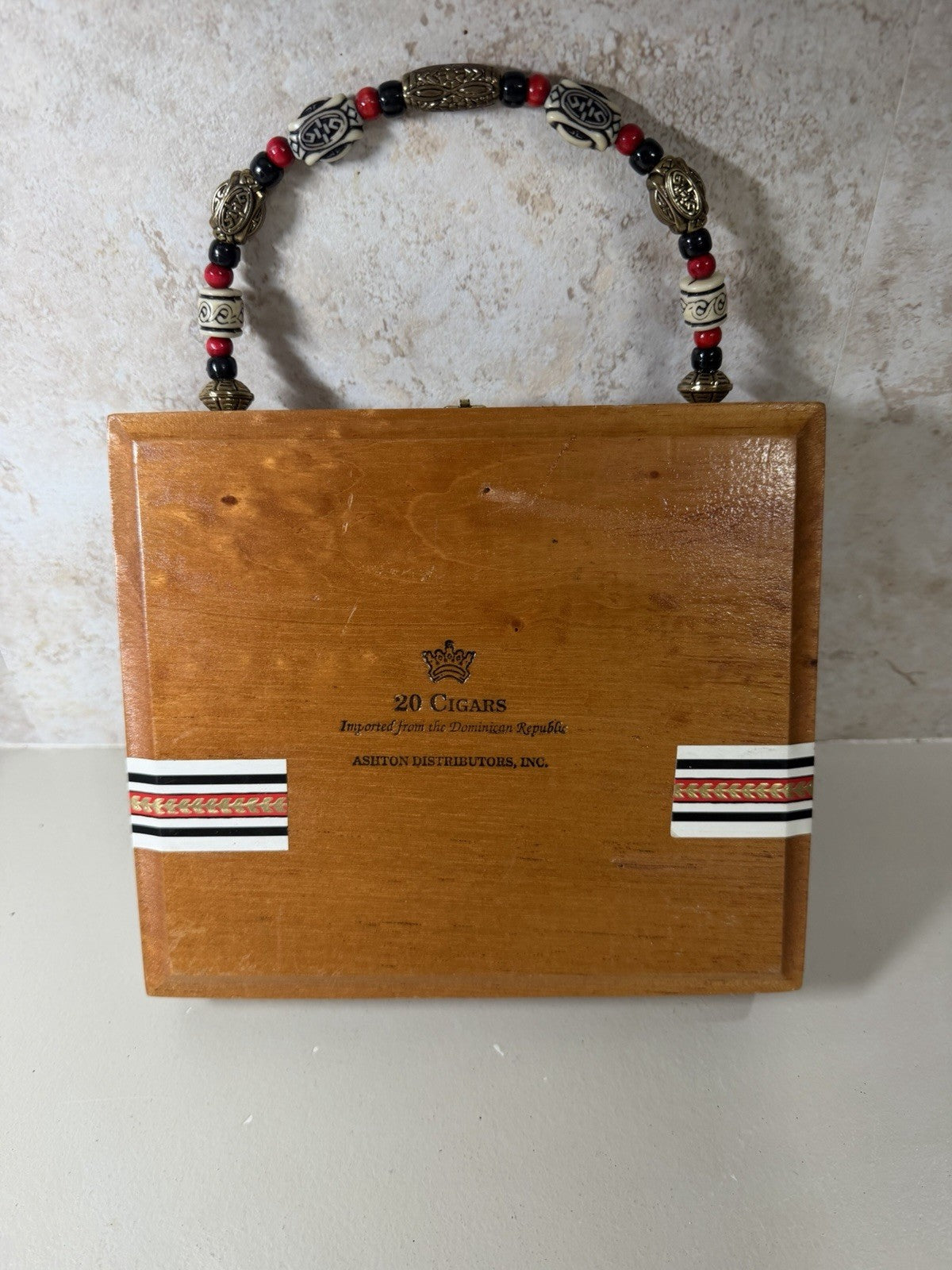Ashton Cabinet No 3 Vintage Wood Cigar Box Purse Beaded Handle Limited Edition