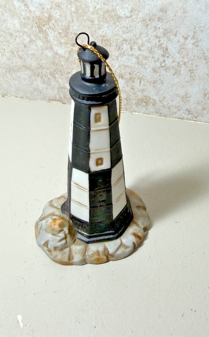 Lefton Cape Henry Lighthouse Figurine 1994 Hand Painted Ceramic Statue 4.5"