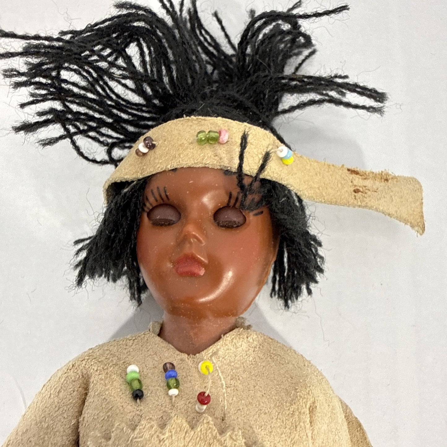 Vintage Native American Doll Papoose Baby Sleep Eyes Souvenir Doll