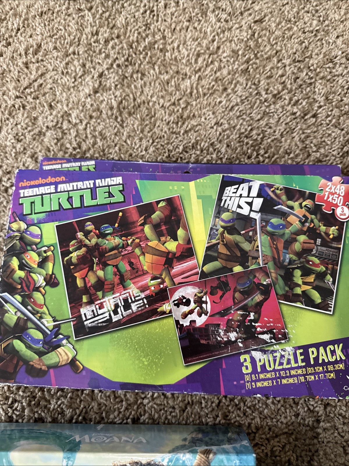 Kids Puzzle Bundle Disney Moana Lion King Spider Man TMNT Lot of 5 Puzzles