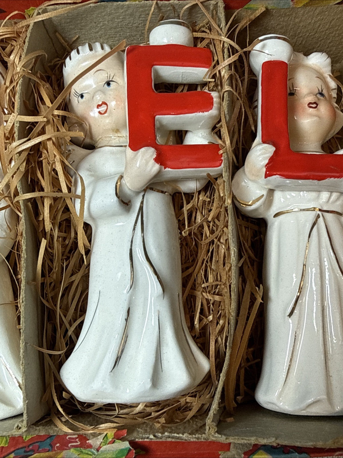 Vintage Noel Choir Angel Candle Holders Commodore Japan Hand Painted Christmas