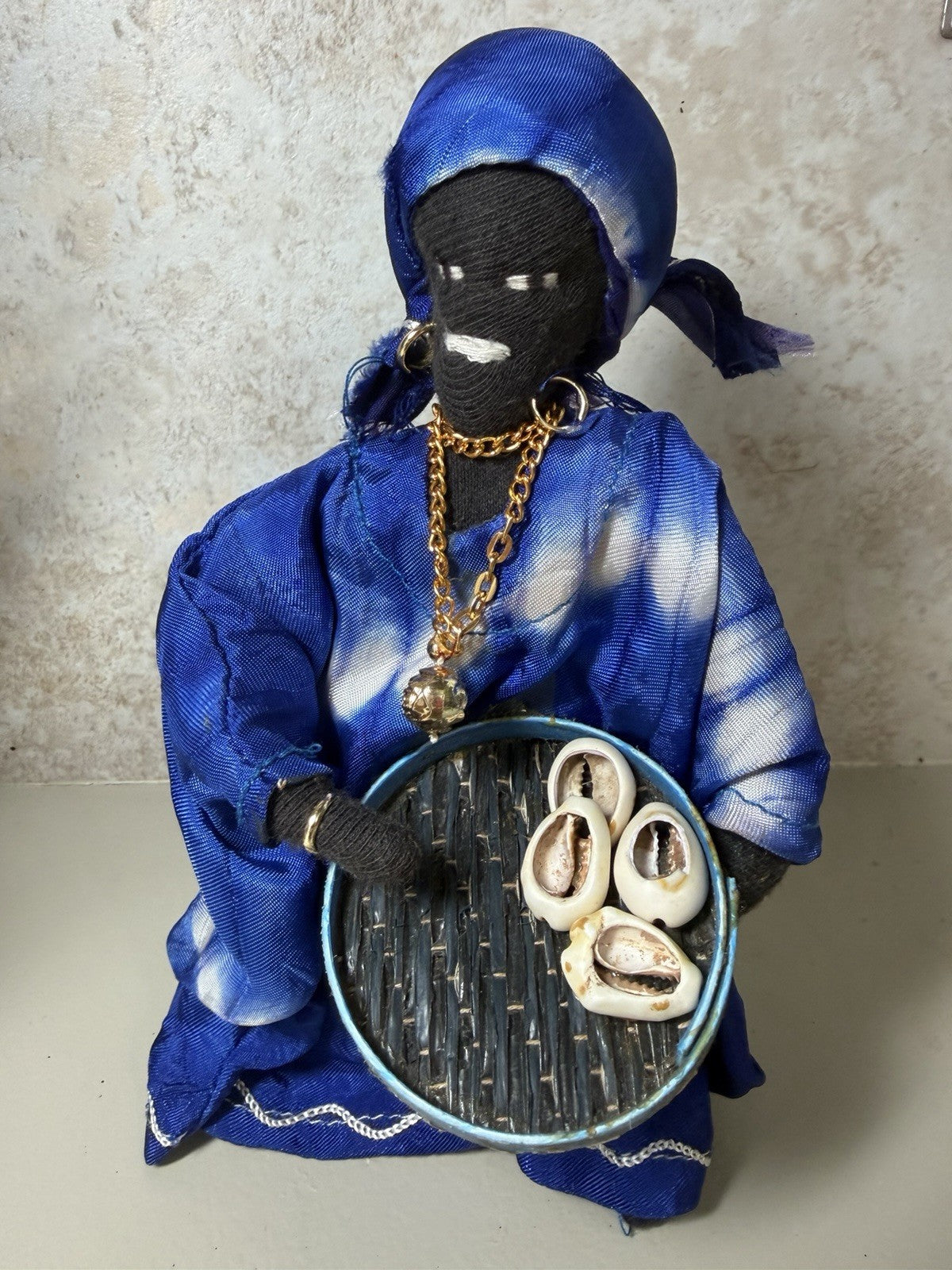 Vintage African Folk Art Cloth Dolls Pair Handmade Wire Figures Traditional