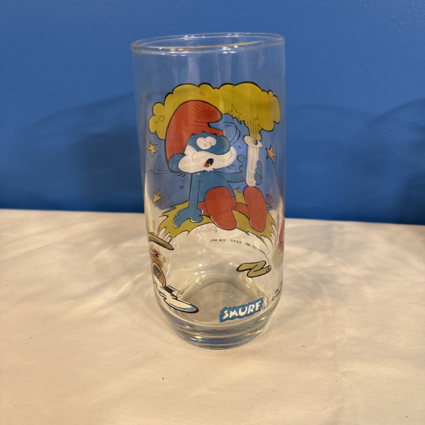 Vintage 1982 Smurfs Peyo Drinking Glasses Set of 5 Smurfette Papa Hefty Grouchy