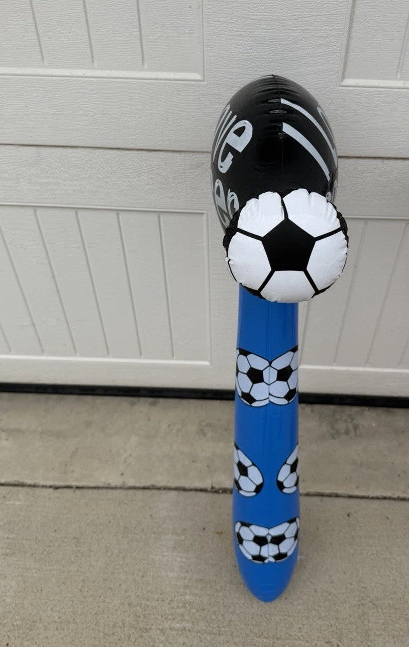 Inflatable Blue Soccer Hammer Squeaker Blow Up Toy 32" Novelty Party Favor