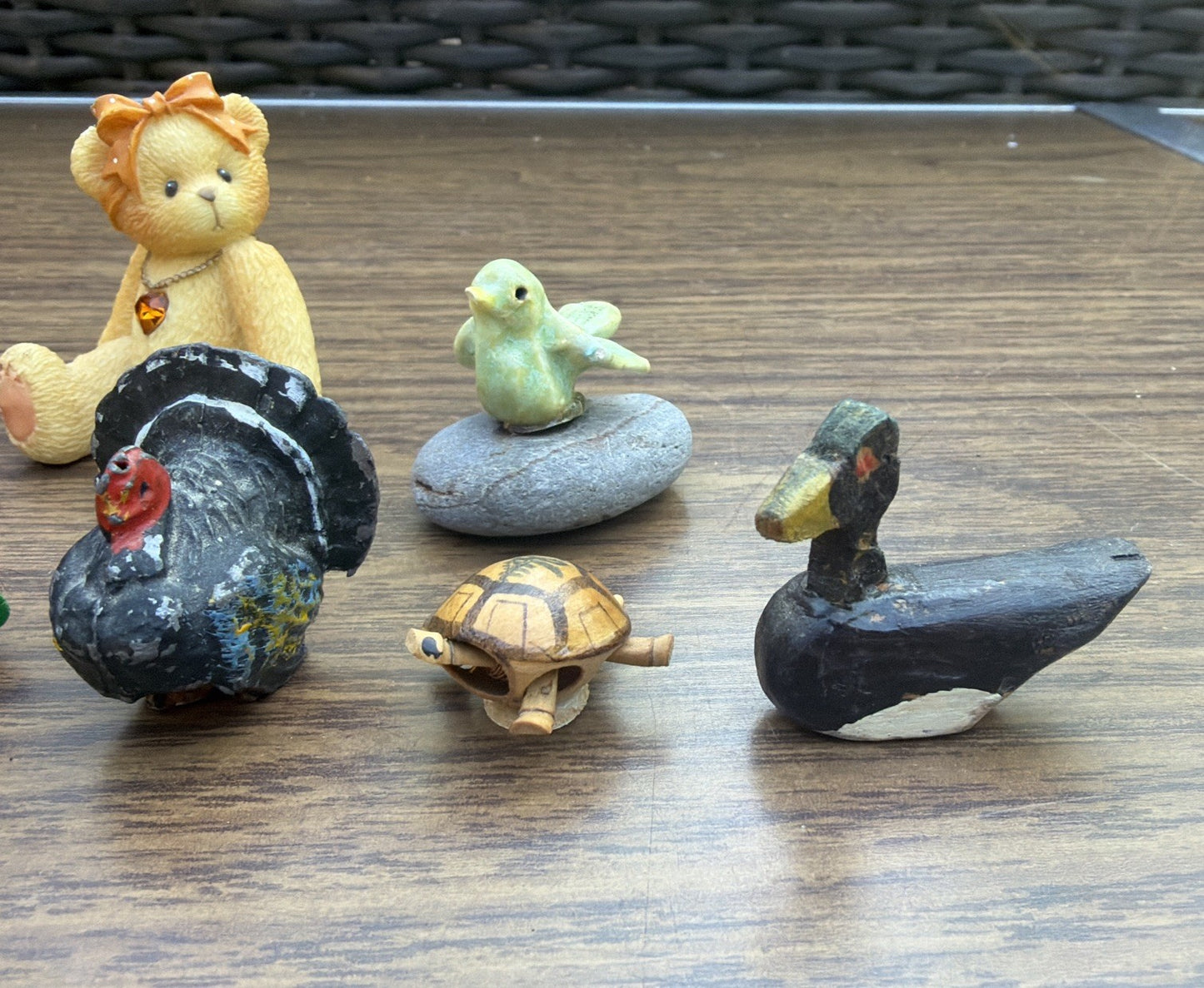 Mixed Miniature Animal Lot Wooden Zebra Duck Resin Turkey Ceramic Bird