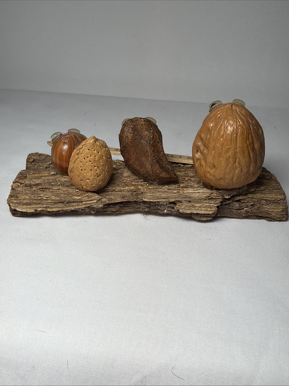 Vintage We Are All Nuts Walnut Desk Figurine Googly Eyes 1970s