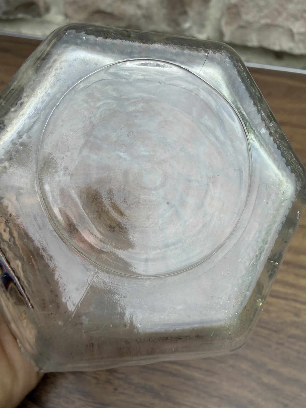 Vintage Clear Glass Pineapple Vase Crosshatch Pattern Hexagon Base 6 Inch