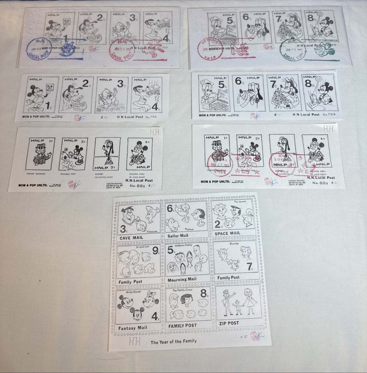 Vintage Hideaki Nakano HNLP Cinderella Stamp Artist Cover Lot 1982 Japan Postal