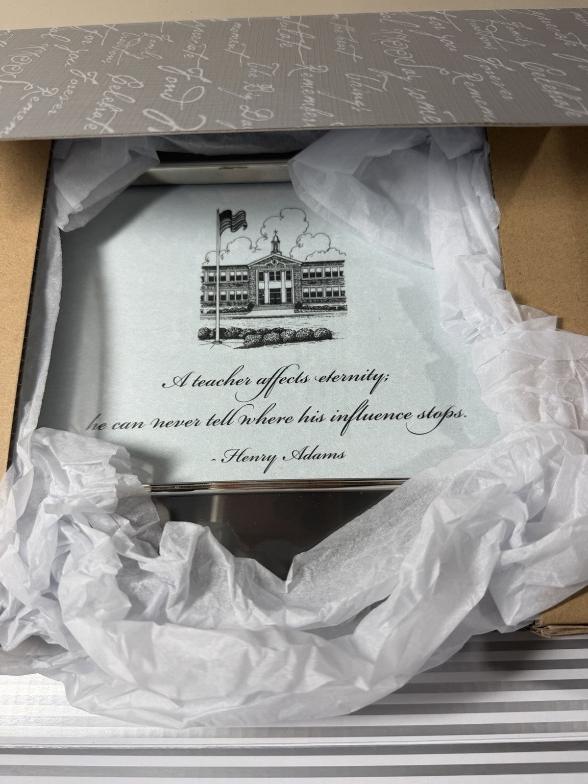 Things Remembered Teacher Picture Frame Henry Adams Quote Boxed New 2012 8.5"x9"