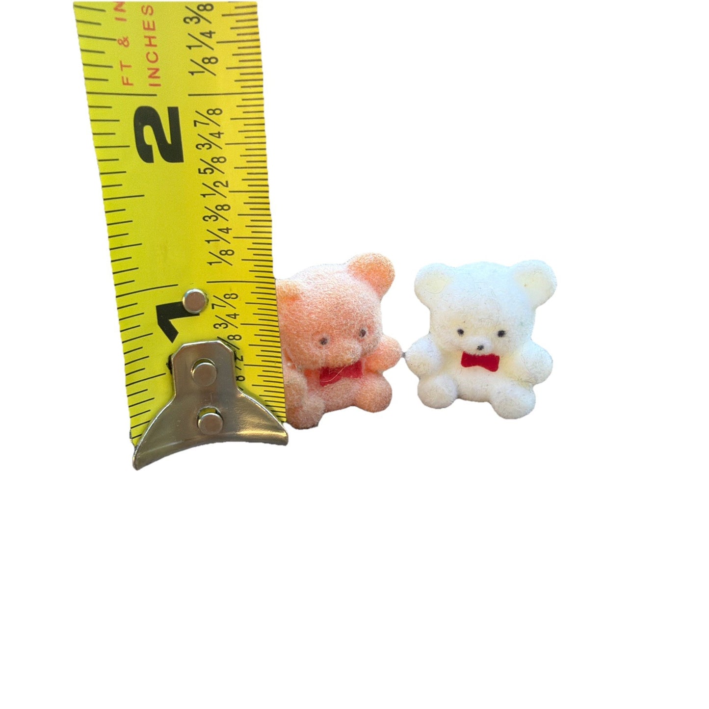 Vintage Lot of 2 Flocked Teddy Bear Dollhouse Miniatures 1:12 Scale Blue Pink
