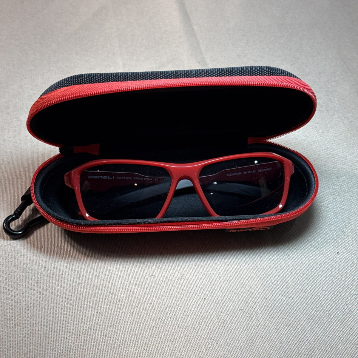 DENALI Elevation Sunglasses Red Gray Eyewear 58/15/135 Case New Sport Wrap Frame