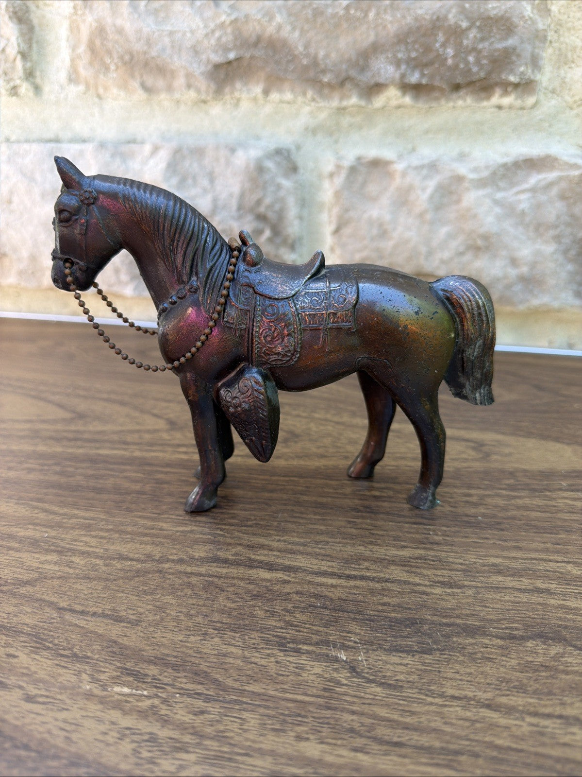 Vintage Bronze Horse with Saddle 4.25” Tall Western Theme 1950’s
