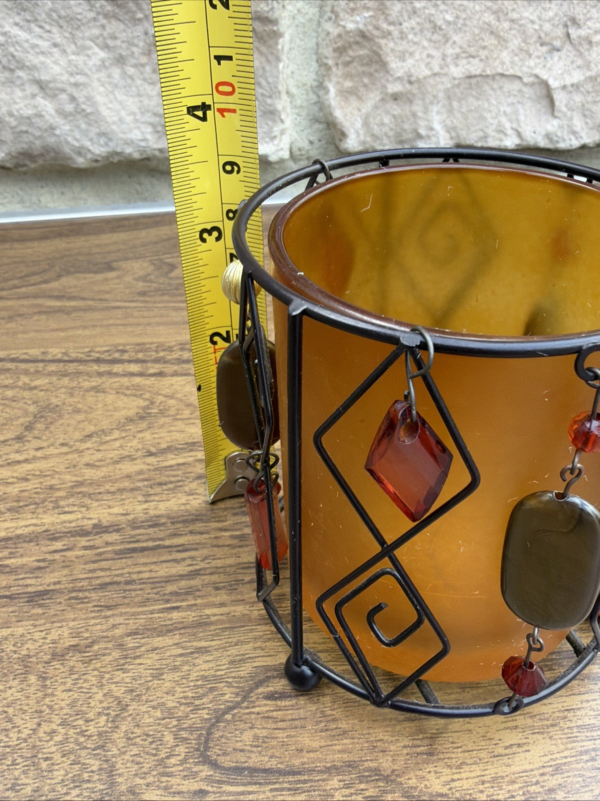 Amber Glass Votive Candle Holder Art Deco 3.5" Decorative