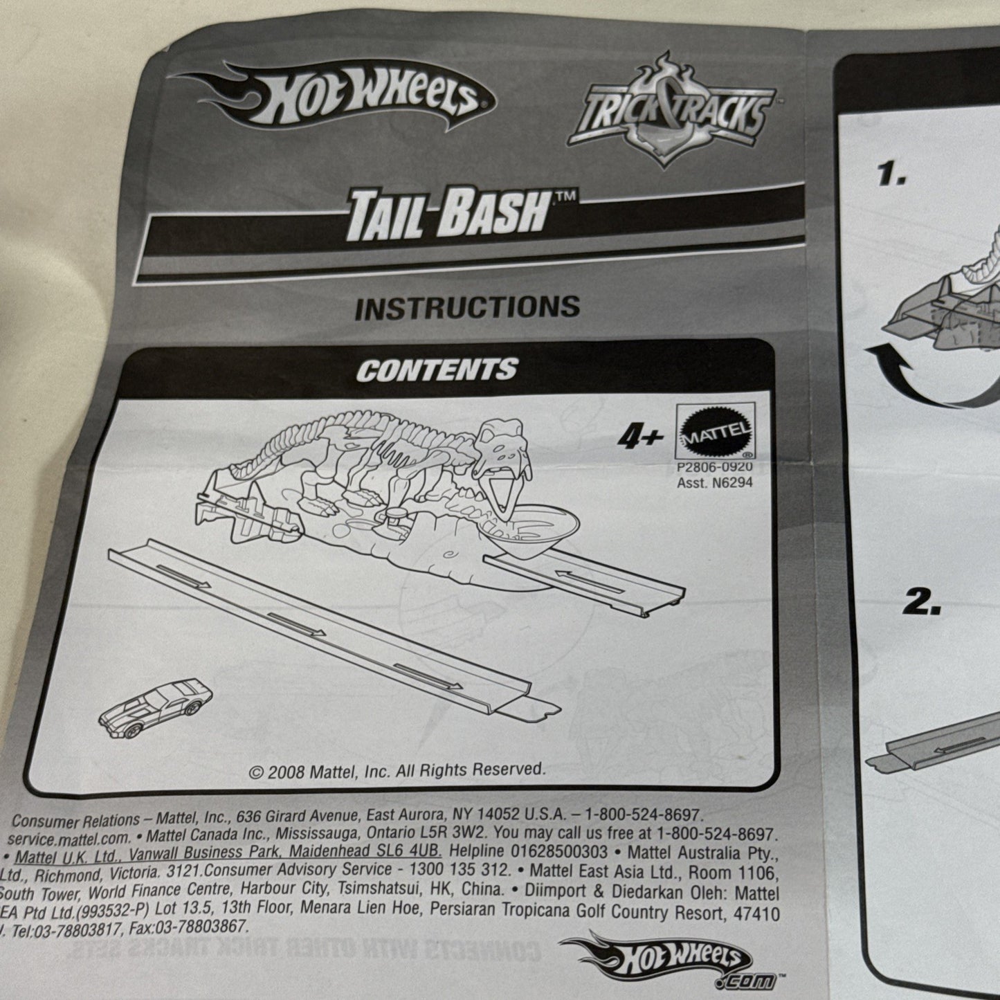 Hot Wheels Trick Tracks Tail Bash Playset Complete Instructions Ad Card Set of 2