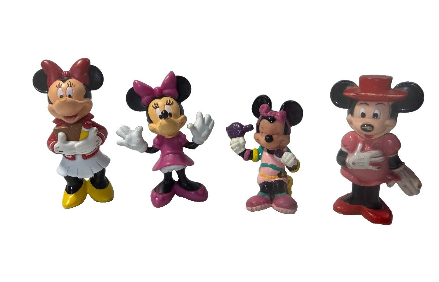 Disney Minnie Mouse Red Dress Figure Lot of 4 Vintage PVC Cake Topper Toy Set