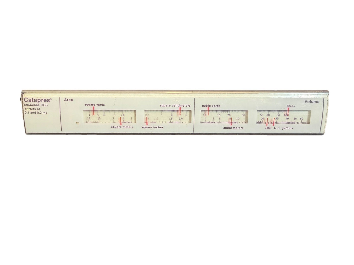 Vintage Catapres Sliding Chart Triangular Card Length Area Calculations