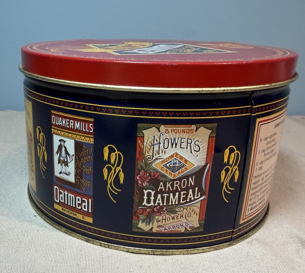 Vintage 1983 Quaker Oats Collector Tin Round Advertising Canister 7"