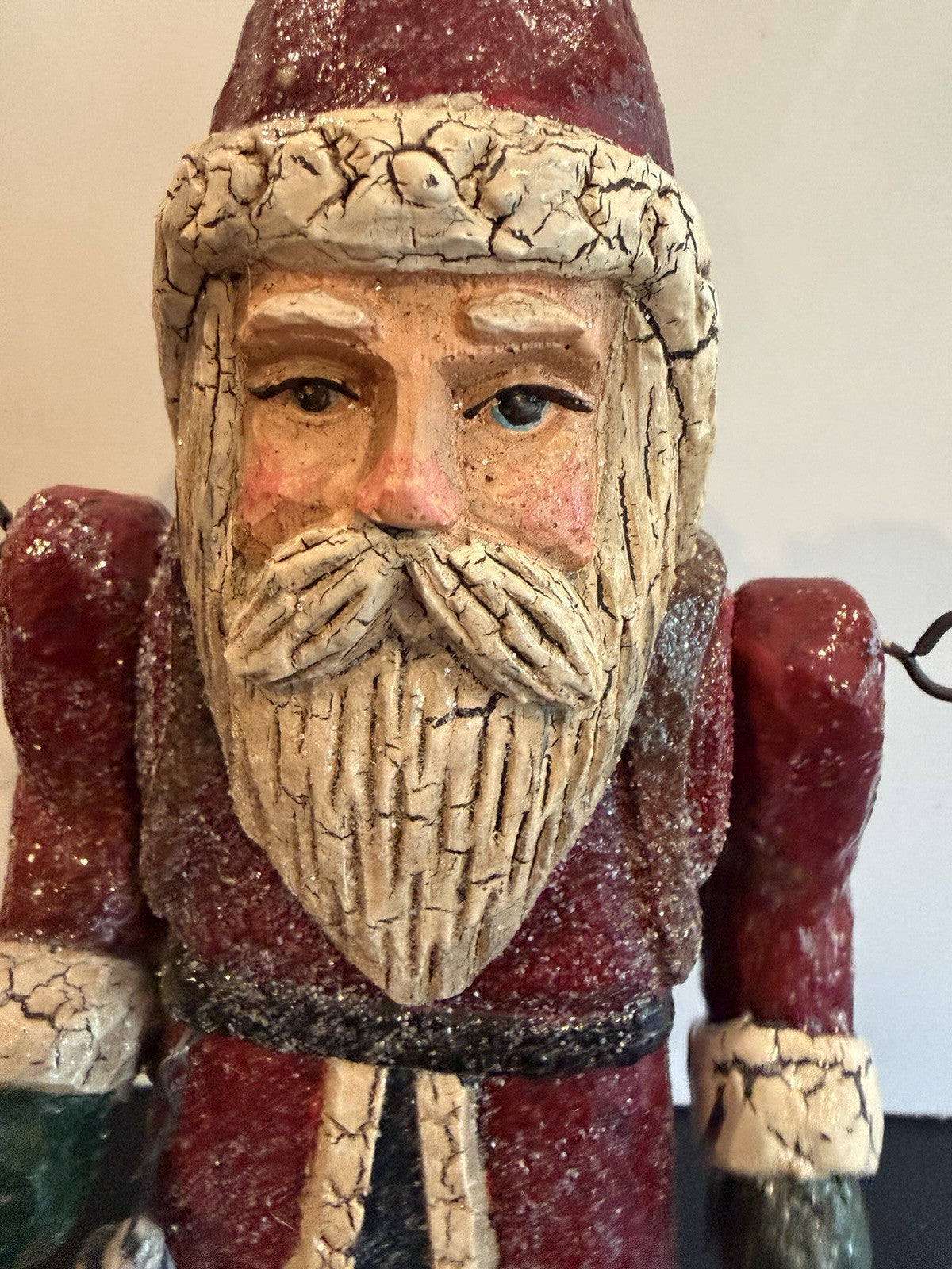 RSN Santa Lantern Figurine 39034 Primitive Folk Art Christmas Decor Holiday
