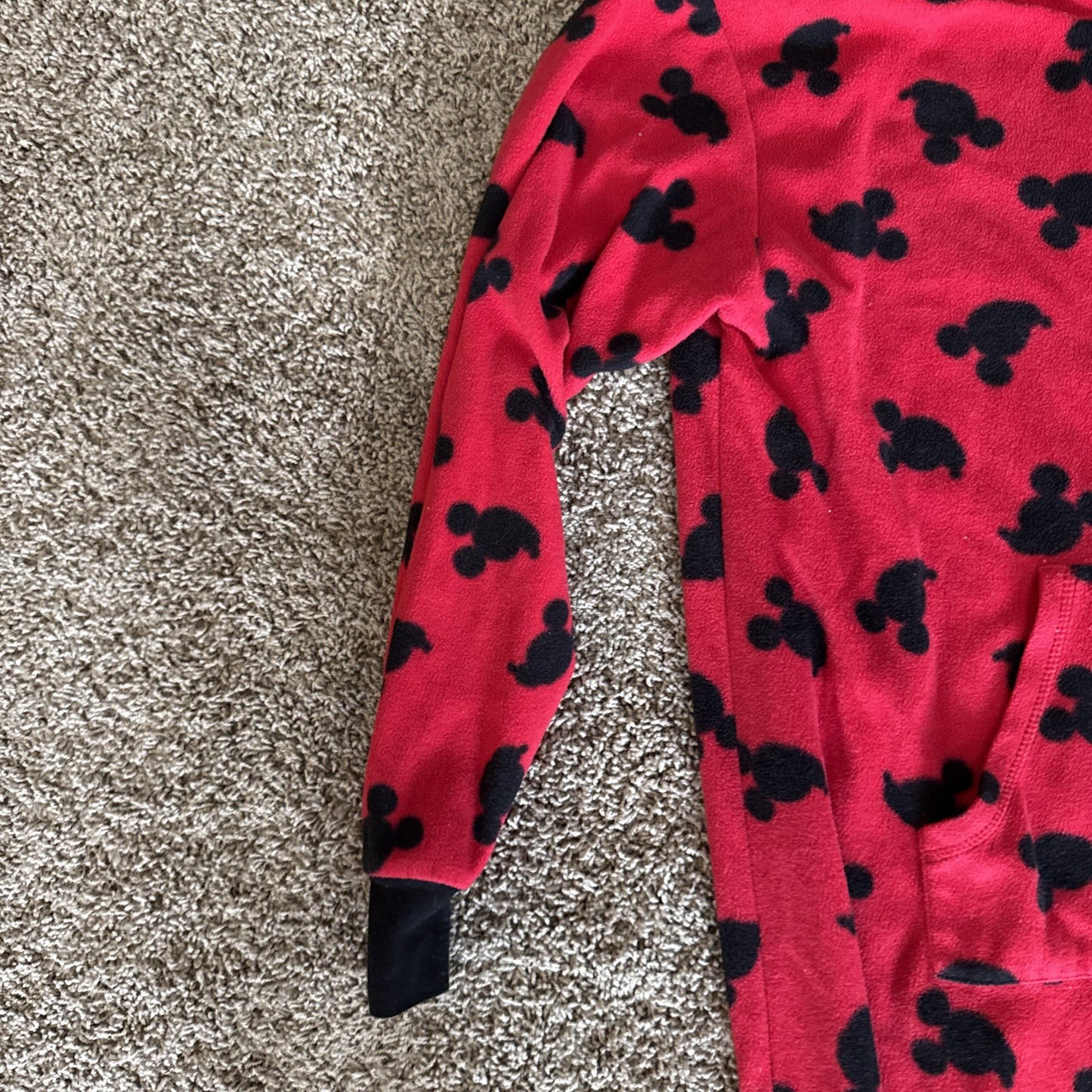 Disney Mickey Mouse Pajamas Fleece One Piece Footed Zip Women Medium