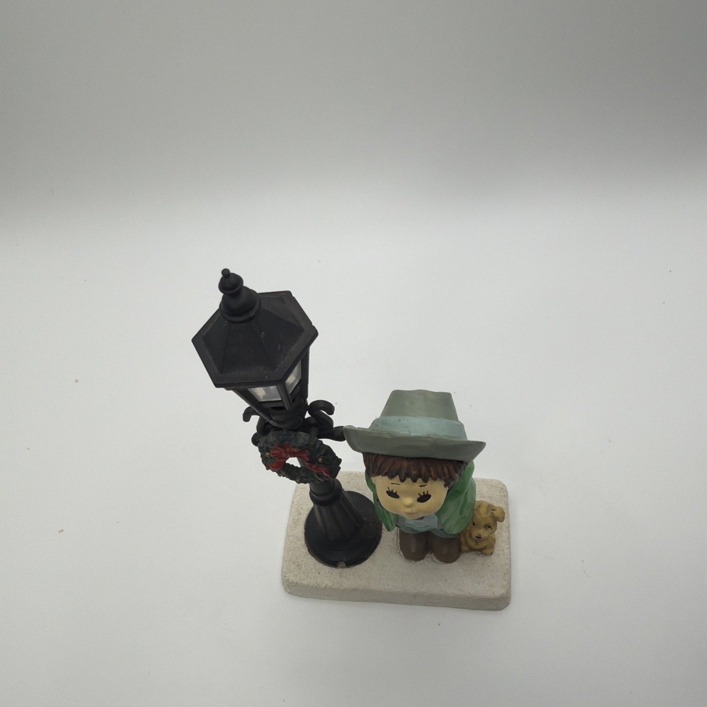 Vintage Christmas Village Street Lamp W/ Boy & Dog Figurine 5.5''